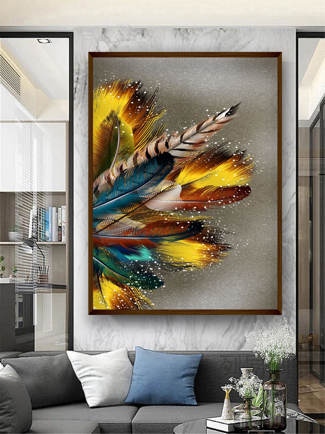 The Art House Yellow & Brown Abstract Painting Wall Art Price in India