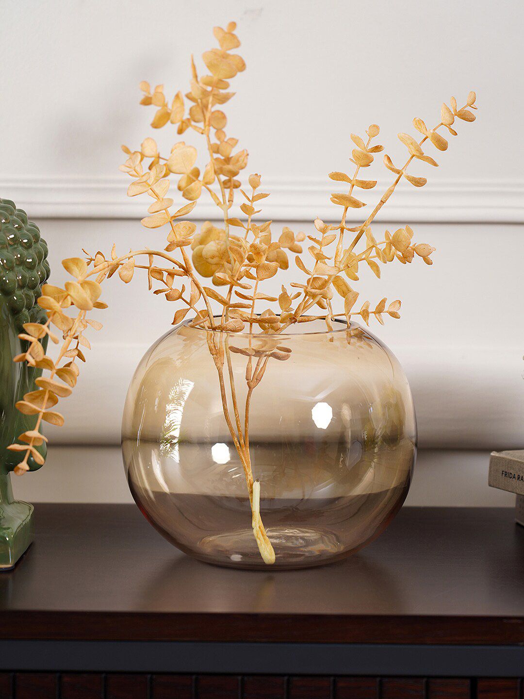 Pure Home and Living Gold-Toned Solid Citrine Round Flower Vase Price in India