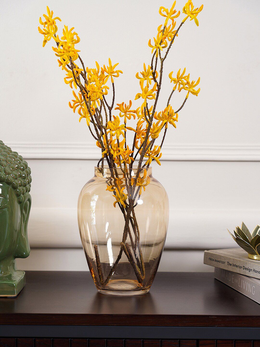 Pure Home and Living Gold-Colored & Transparent Glass Flower Vase Price in India