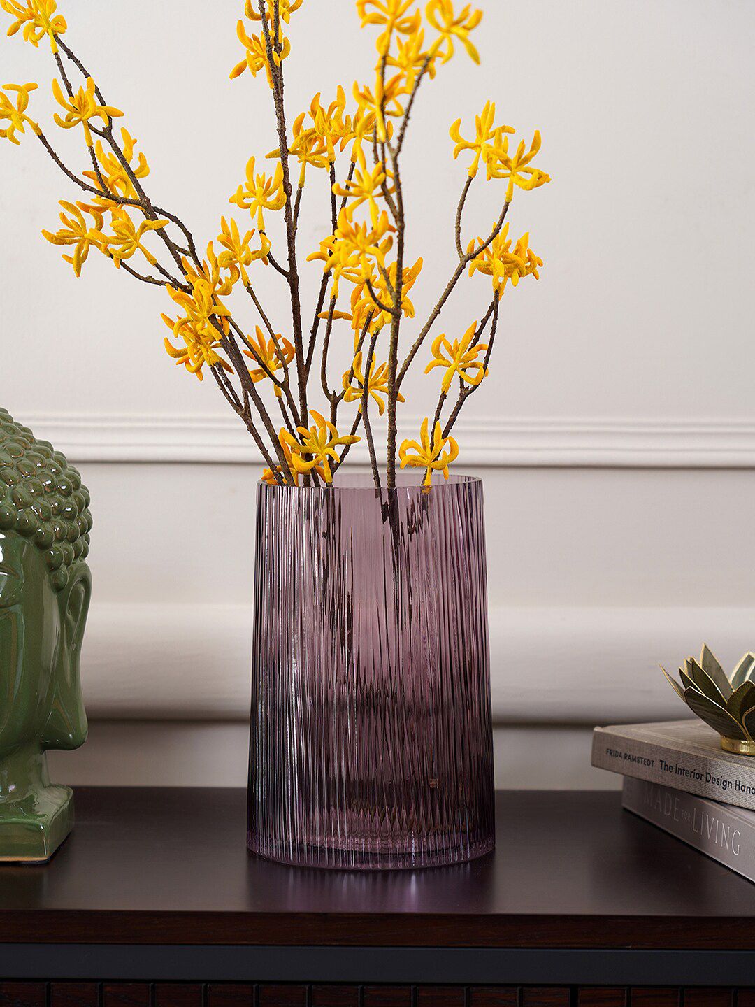 Pure Home and Living Purple Linear Small Flower Vase Price in India