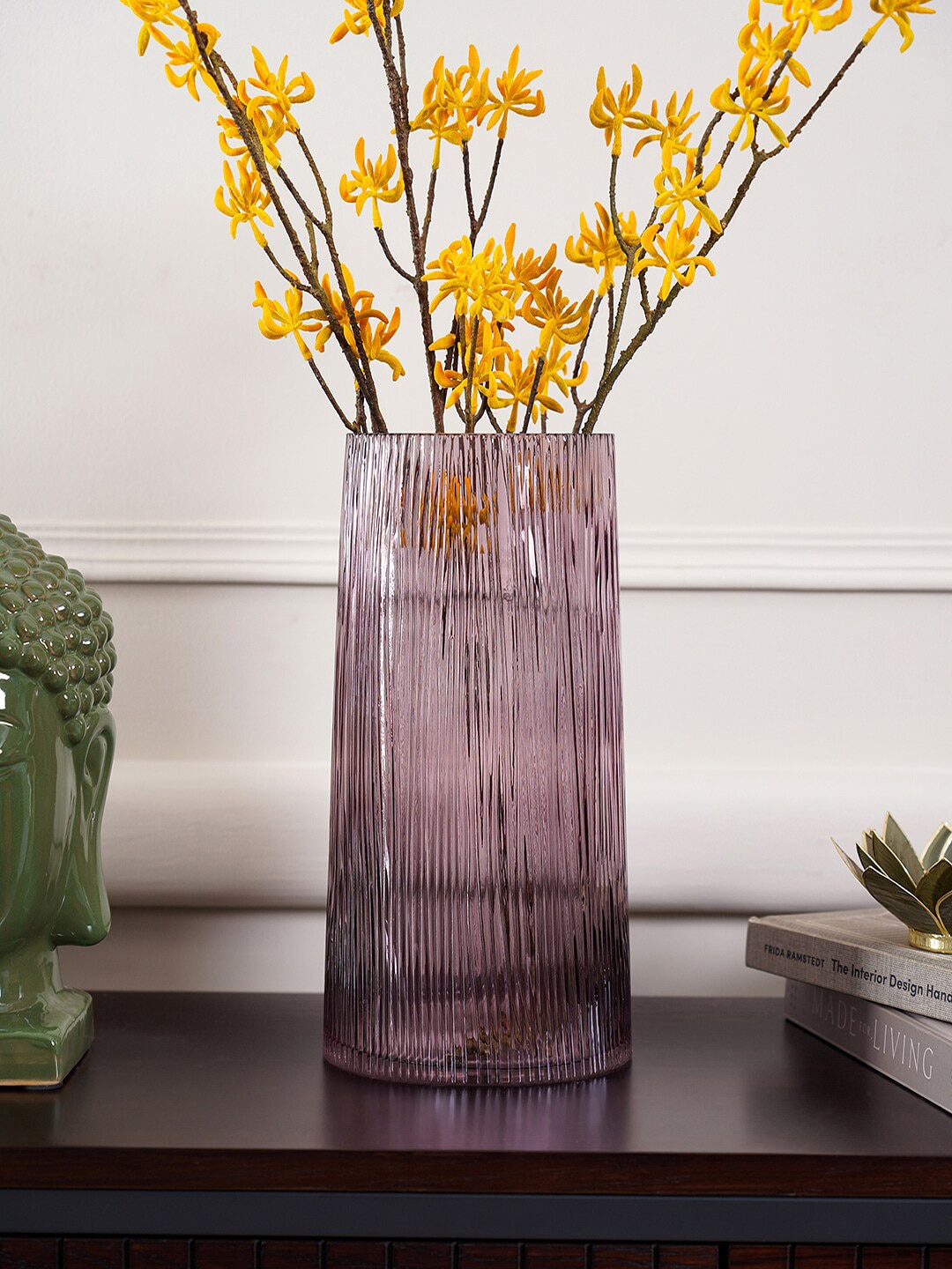 Pure Home and Living Purple Textured Glass  Vases Price in India