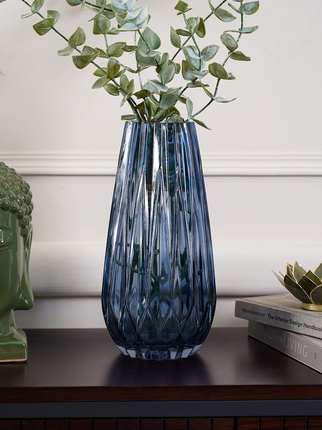 Pure Home and Living Blue Solid Diamond Vase Price in India