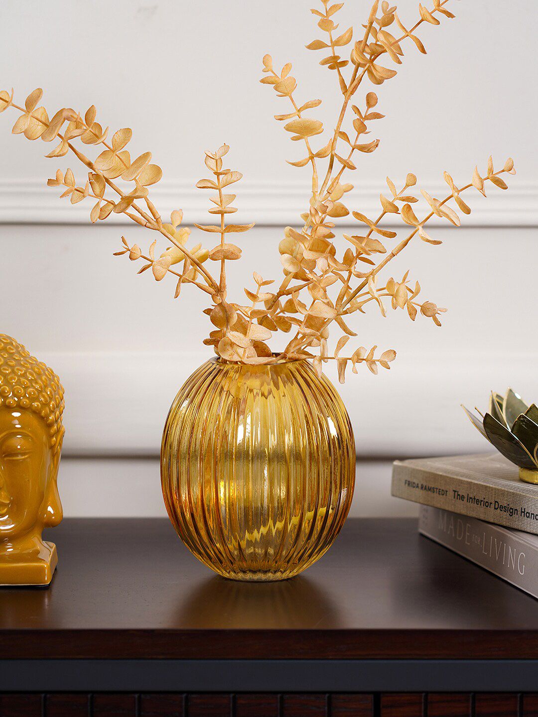 Pure Home and Living Gold-Toned Textured Glass Vases Price in India