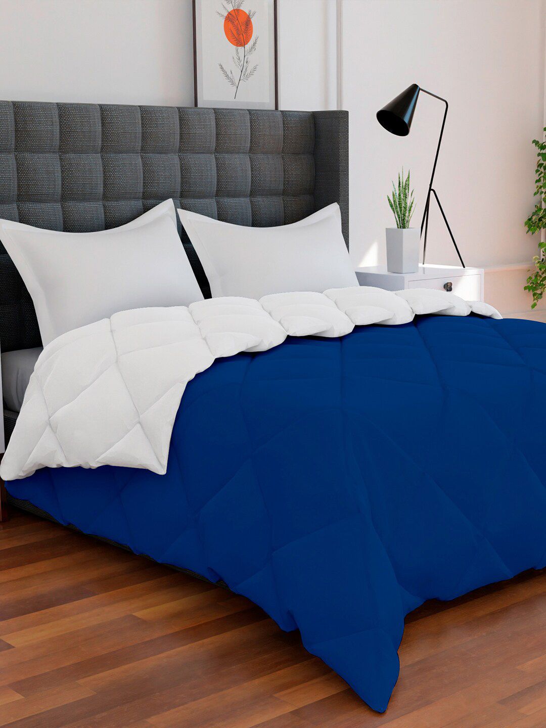 AVI Blue & White Mild Winter 250 GSM Reversible Double Bed Comforter Price in India