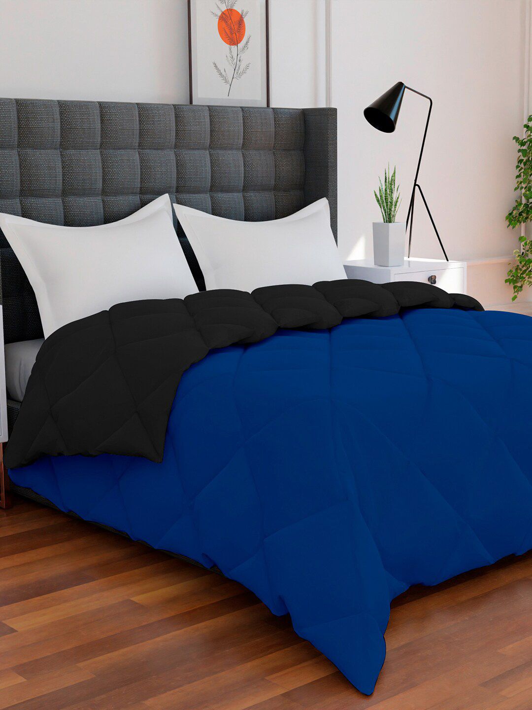 AVI Black & Blue Mild Winter 250 GSM Reversible Double Bed Comforter Price in India