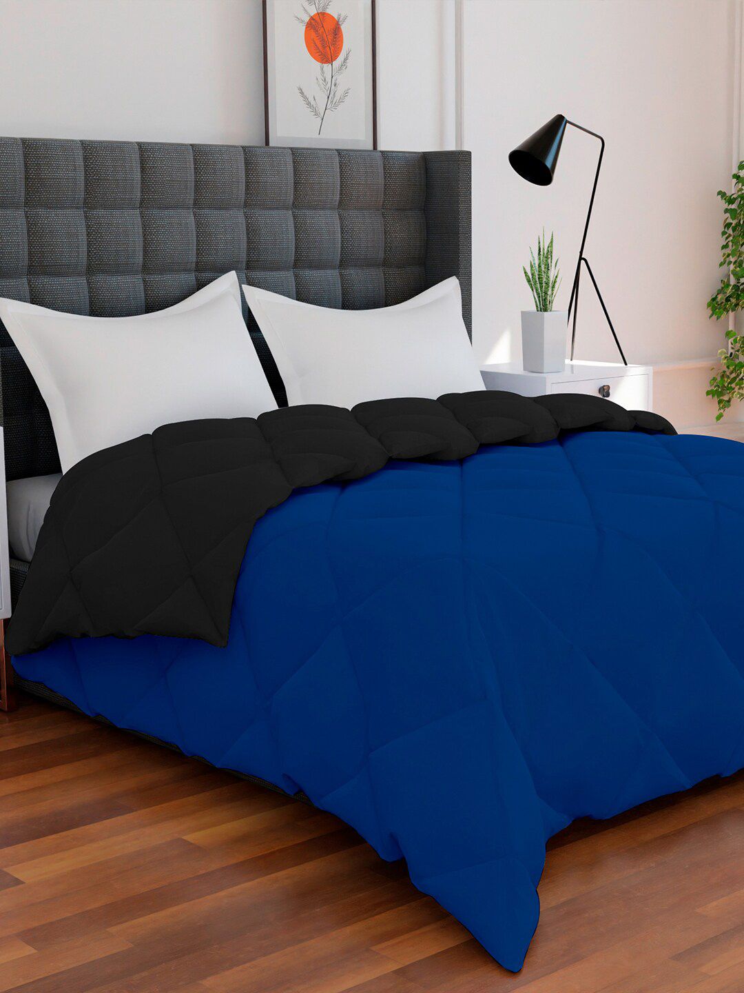 AVI Black & Blue Mild Winter 250 GSM Reversible Single Bed Comforter Price in India