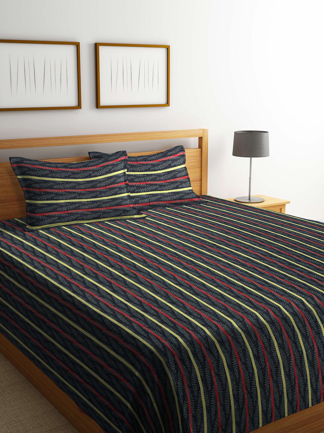 KLOTTHE Black Woven Design Pure Cotton Double King 250-349 TC Bed Covers Price in India