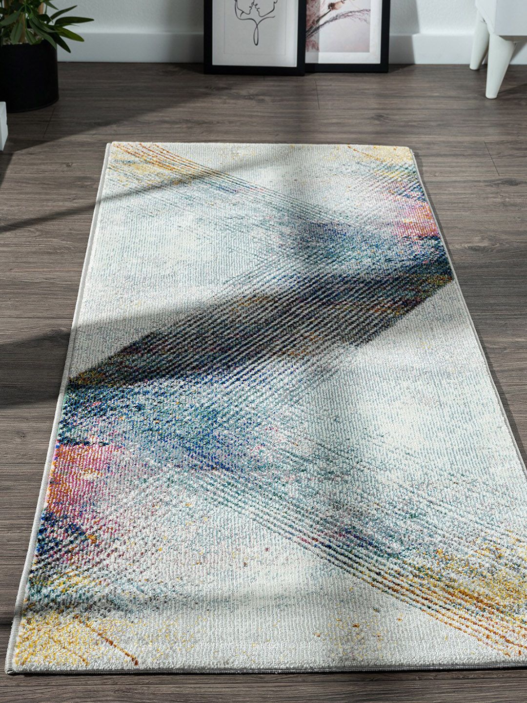 OBSESSIONS Blue & Grey Abstract Floor Runners Price in India