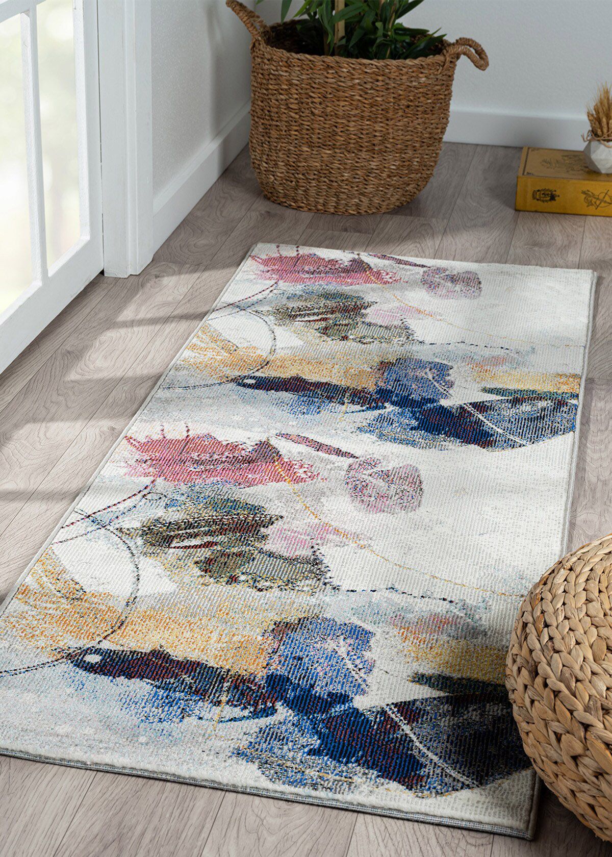 OBSESSIONS Blue & Grey Abstract Floor Runners Price in India