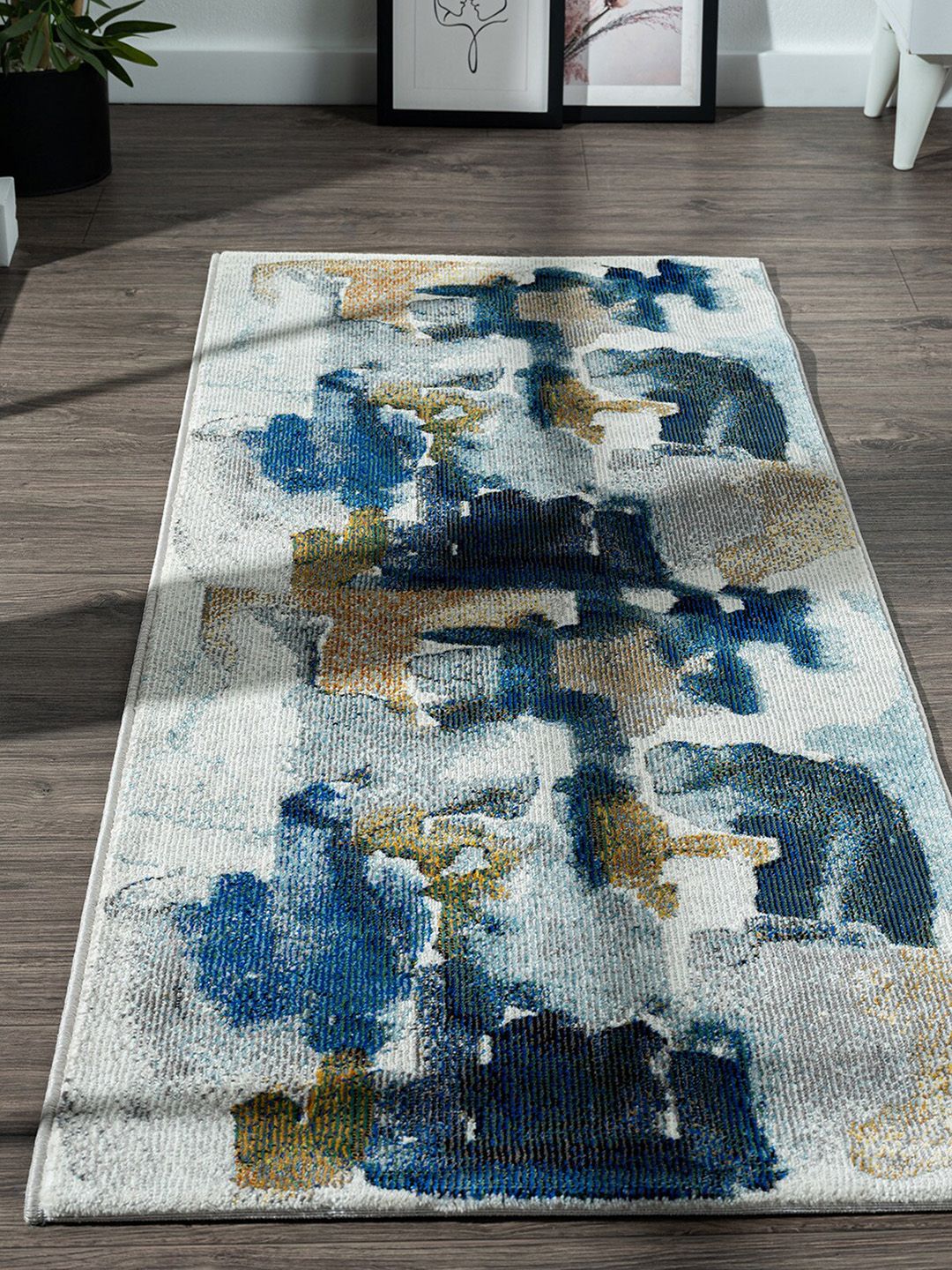 OBSESSIONS Blue Abstract Anti Static Floor Runners Price in India