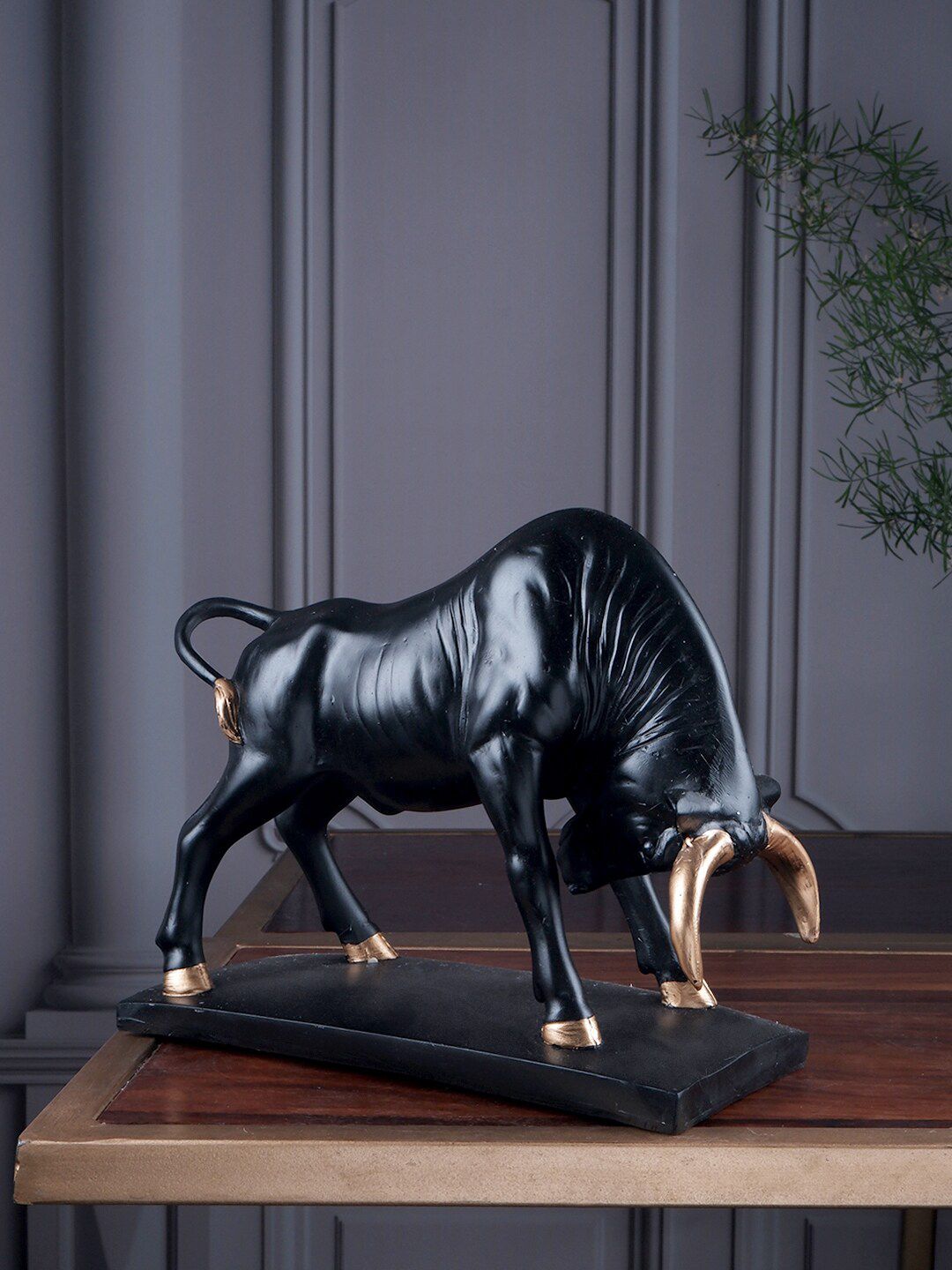 THE WHITE INK DECOR Black Bull figurine Showpiece Price in India
