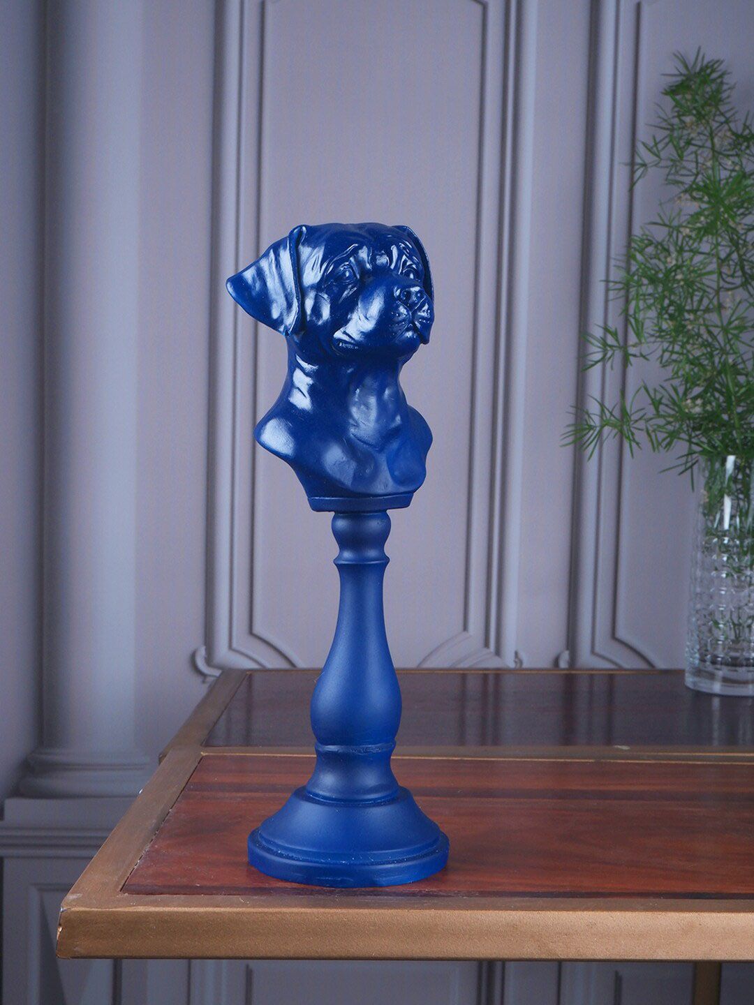 THE WHITE INK DECOR Blue Dog Figurine Showpiece Price in India