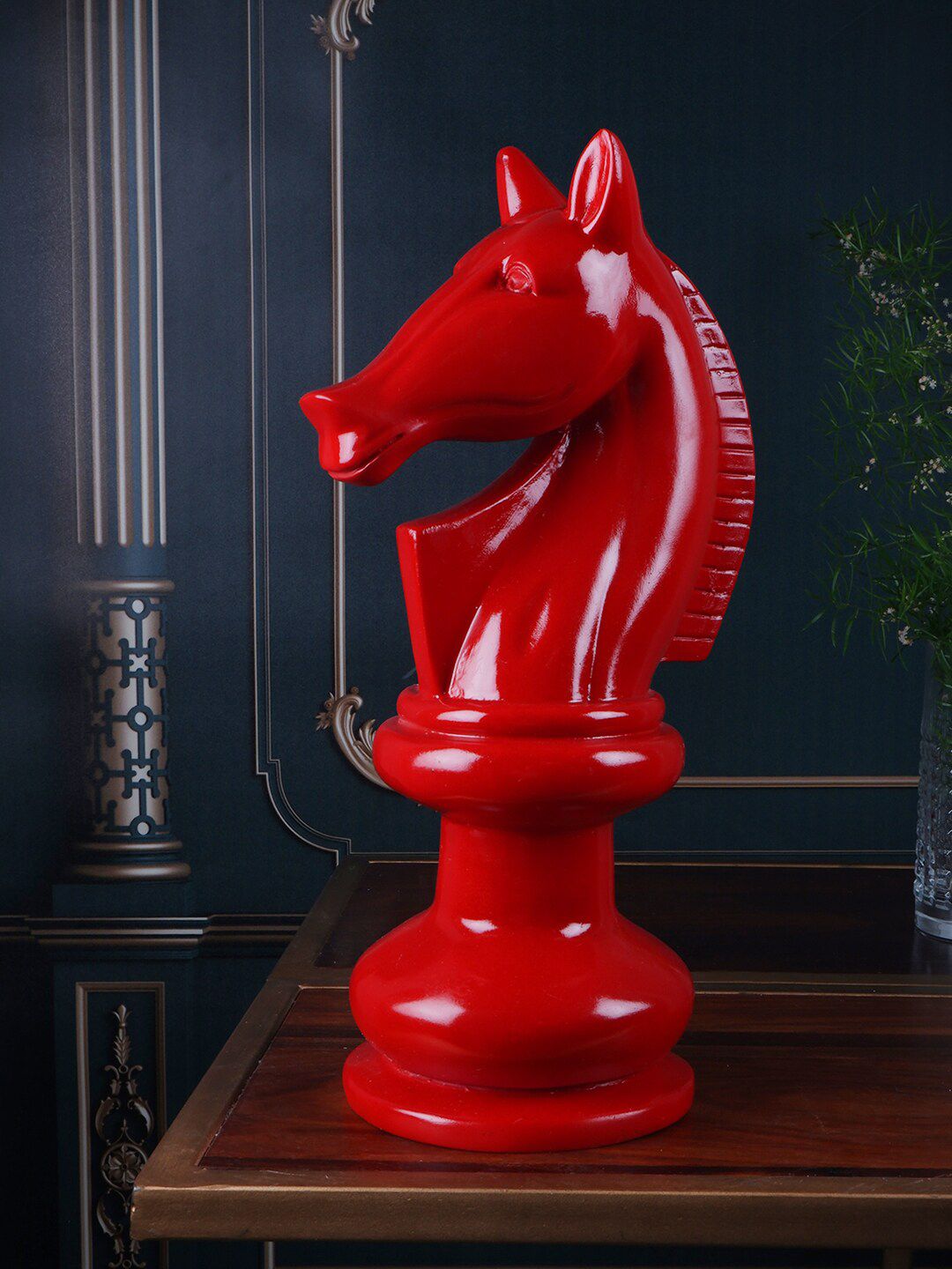 THE WHITE INK DECOR Red Knight Horse Showpiece Price in India