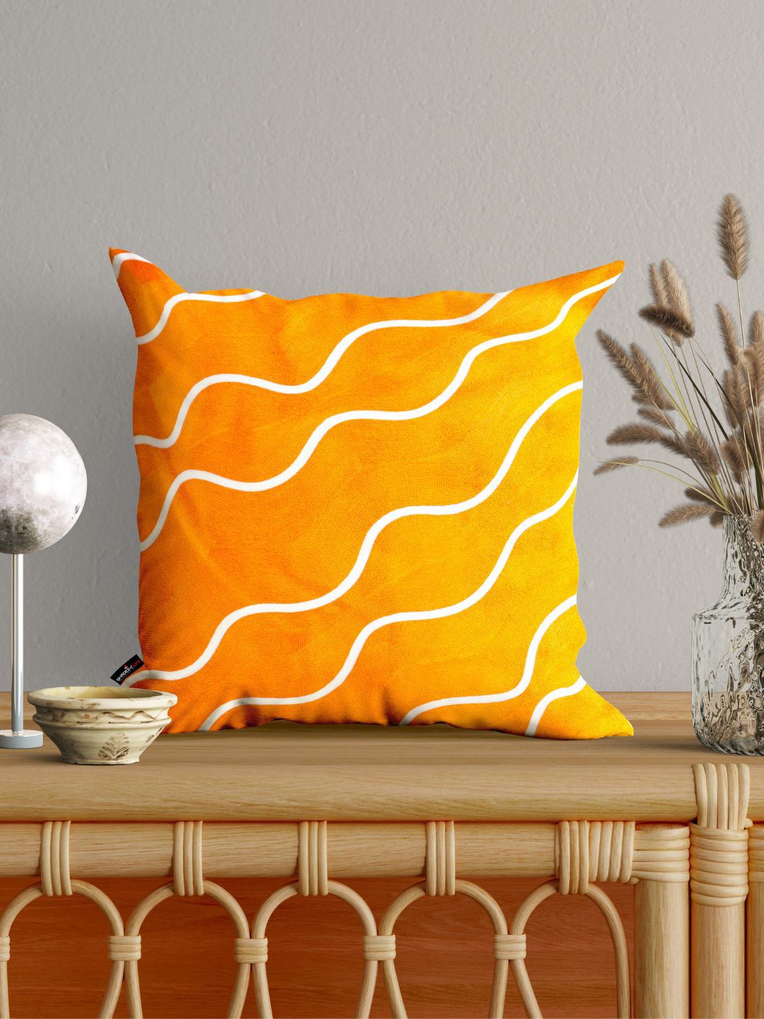 SHADES of LIFE Yellow & White Printed Square Cushion Cover Price in India