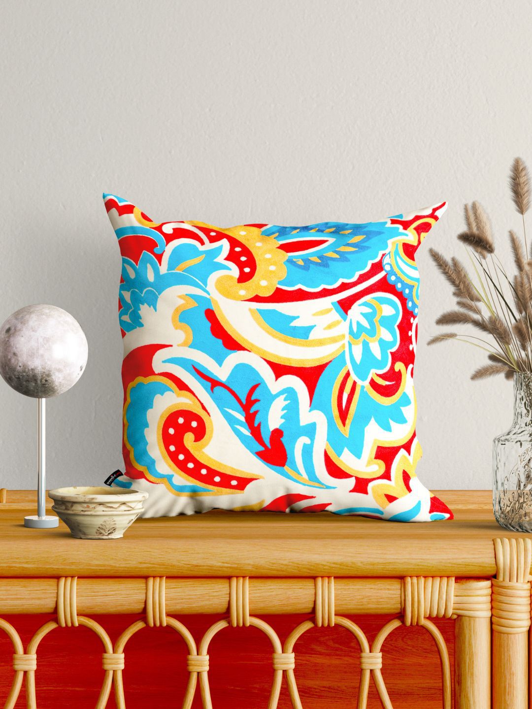 SHADES of LIFE Blue & Red Floral Square Cushion Covers Price in India