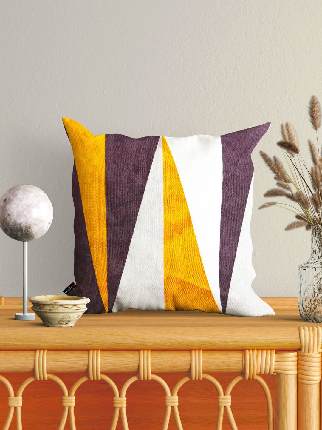 SHADES of LIFE White & Yellow Printed Square Cushion Cover Price in India