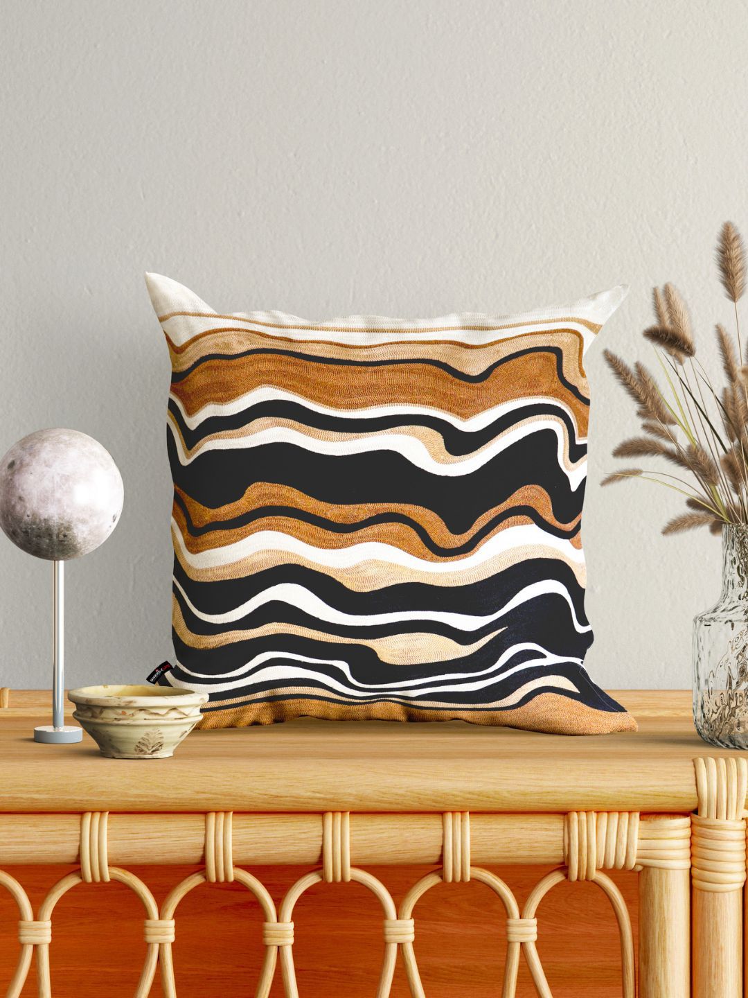 SHADES of LIFE Black & Brown Square Cushion Covers Price in India