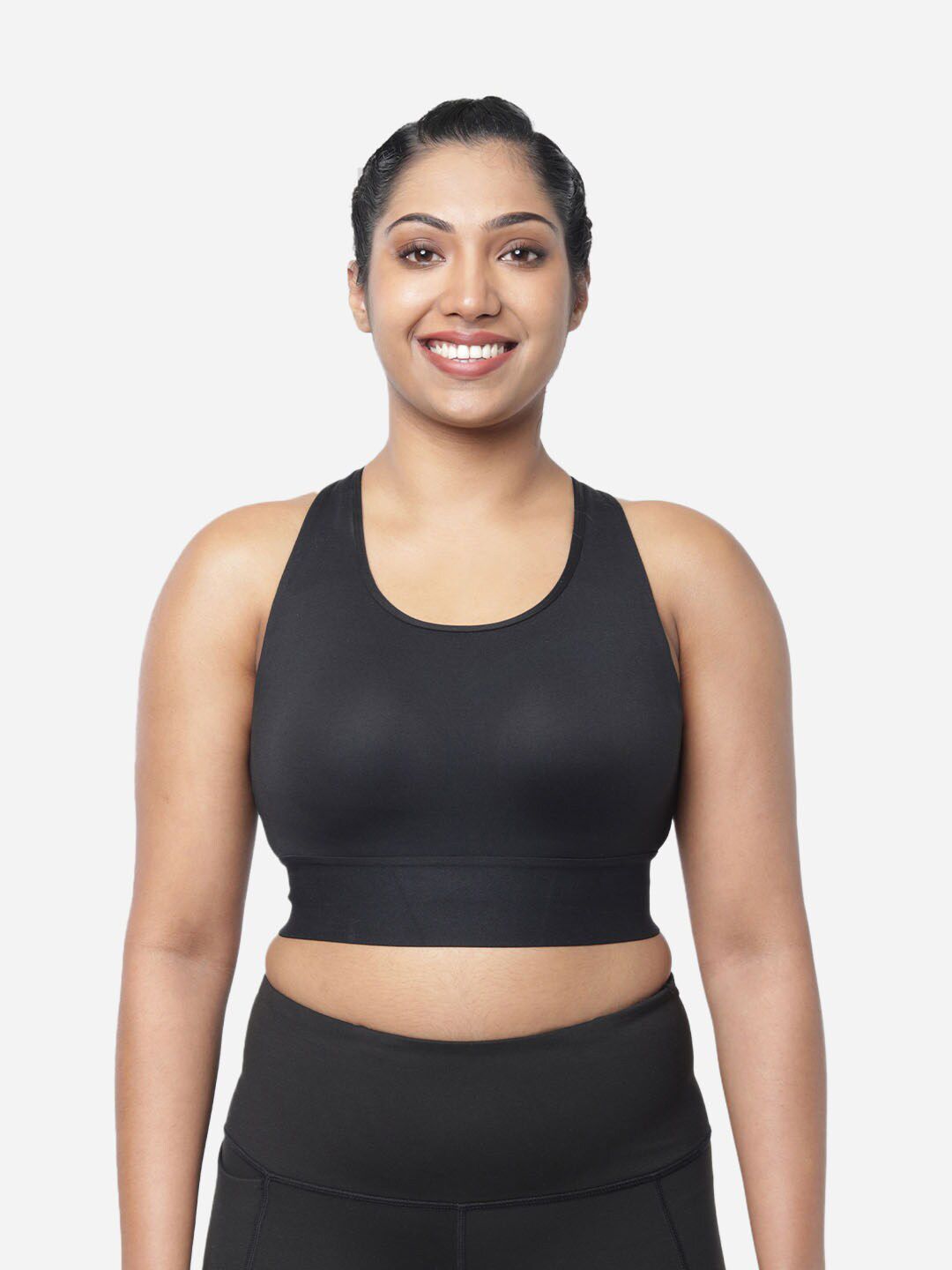 BlissClub Black Flex-It Moulded Styled Back Sports Bra BC_Crossback_Black_XS Price in India