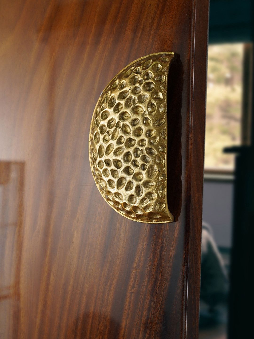 Folkstorys Gold-Toned Textured Honeycomb Wardrobe Door Knob Price in India