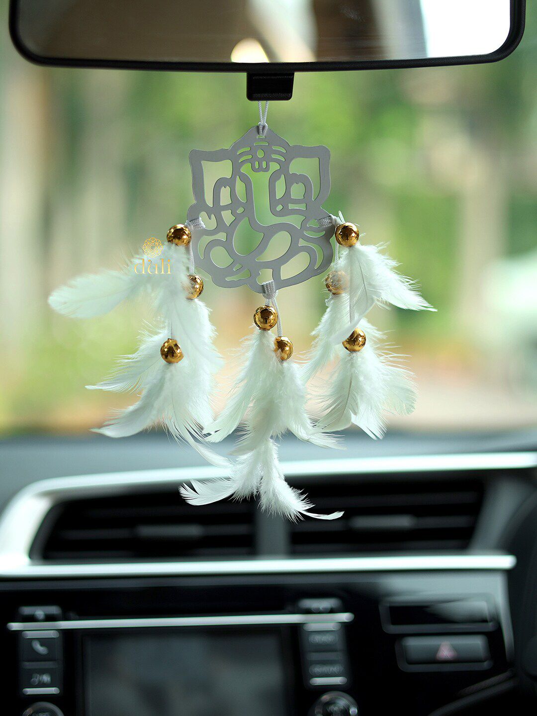 DULI White Ganesha Car Hanging Dream Catcher Price in India