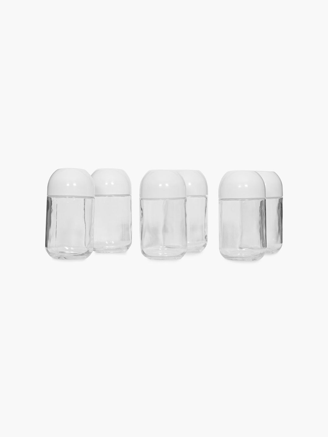 Home Centre Set Of 6 Transparent Glass Storage Jar Price in India
