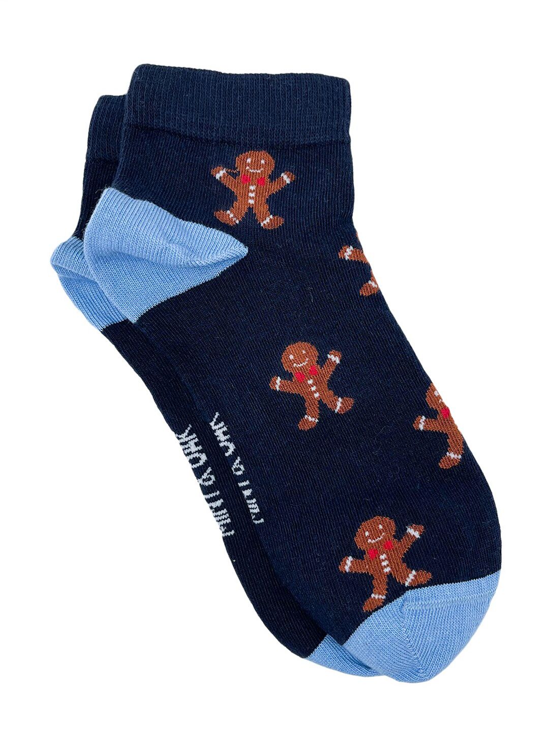 Mint & Oak Men Navy Blue Captain Ginger Ankle Length Socks