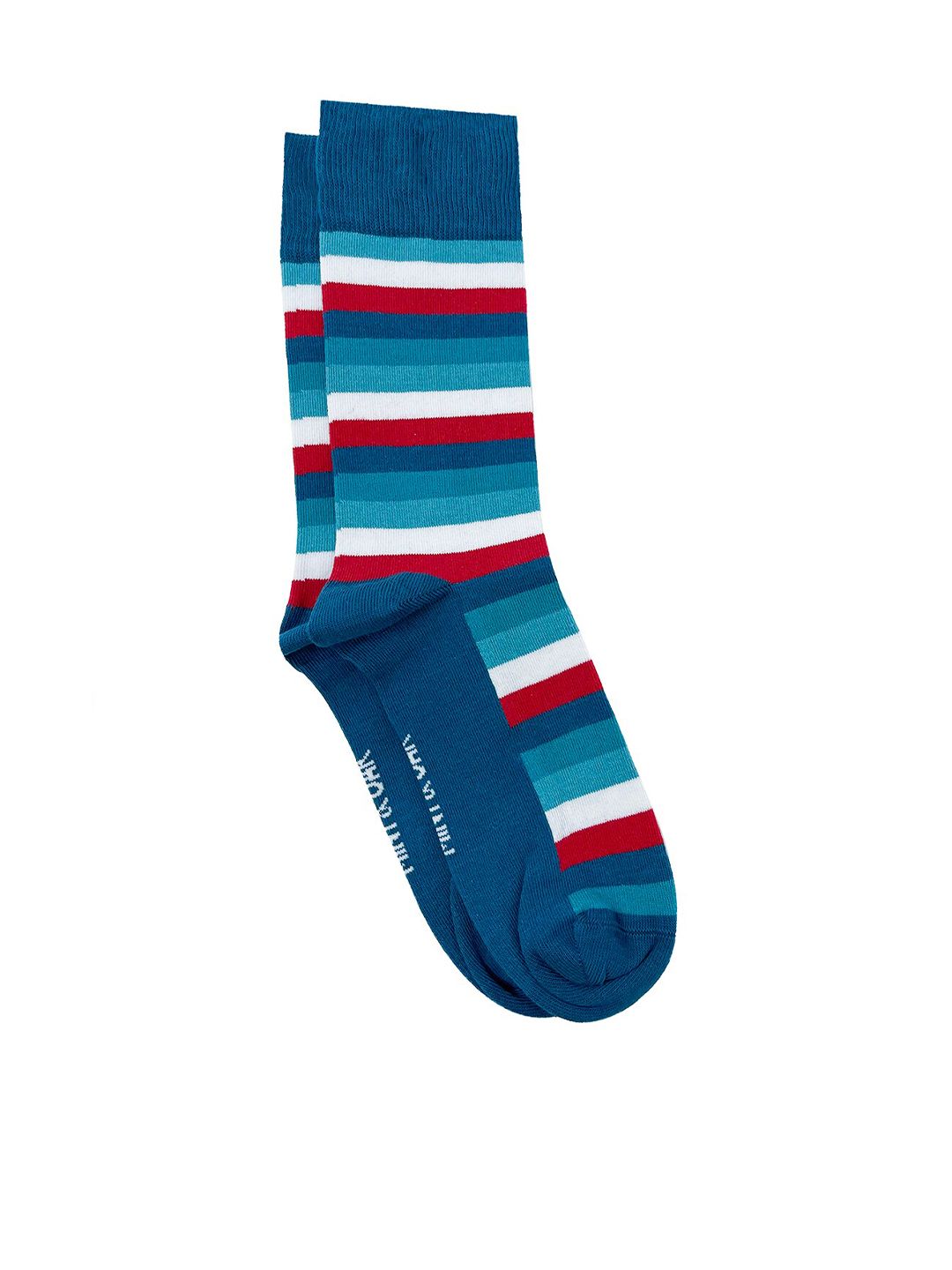 Mint & Oak Men Blue & Red Striped Above Ankle Socks