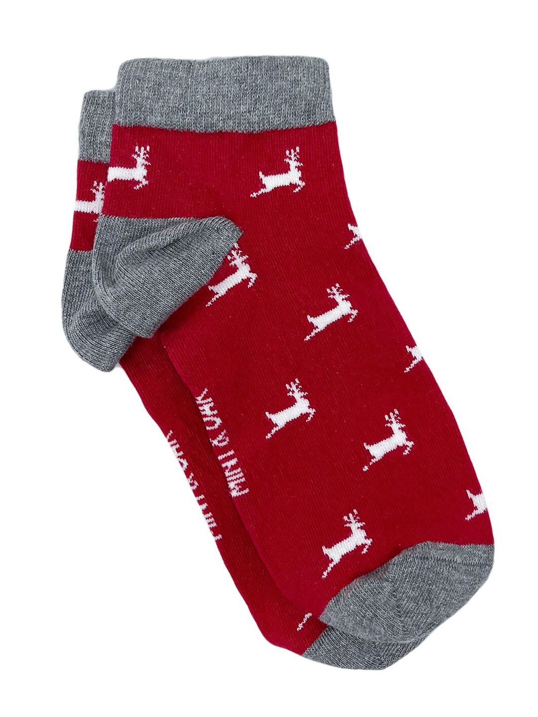 Mint & Oak Men Red & Grey Patterned Socks