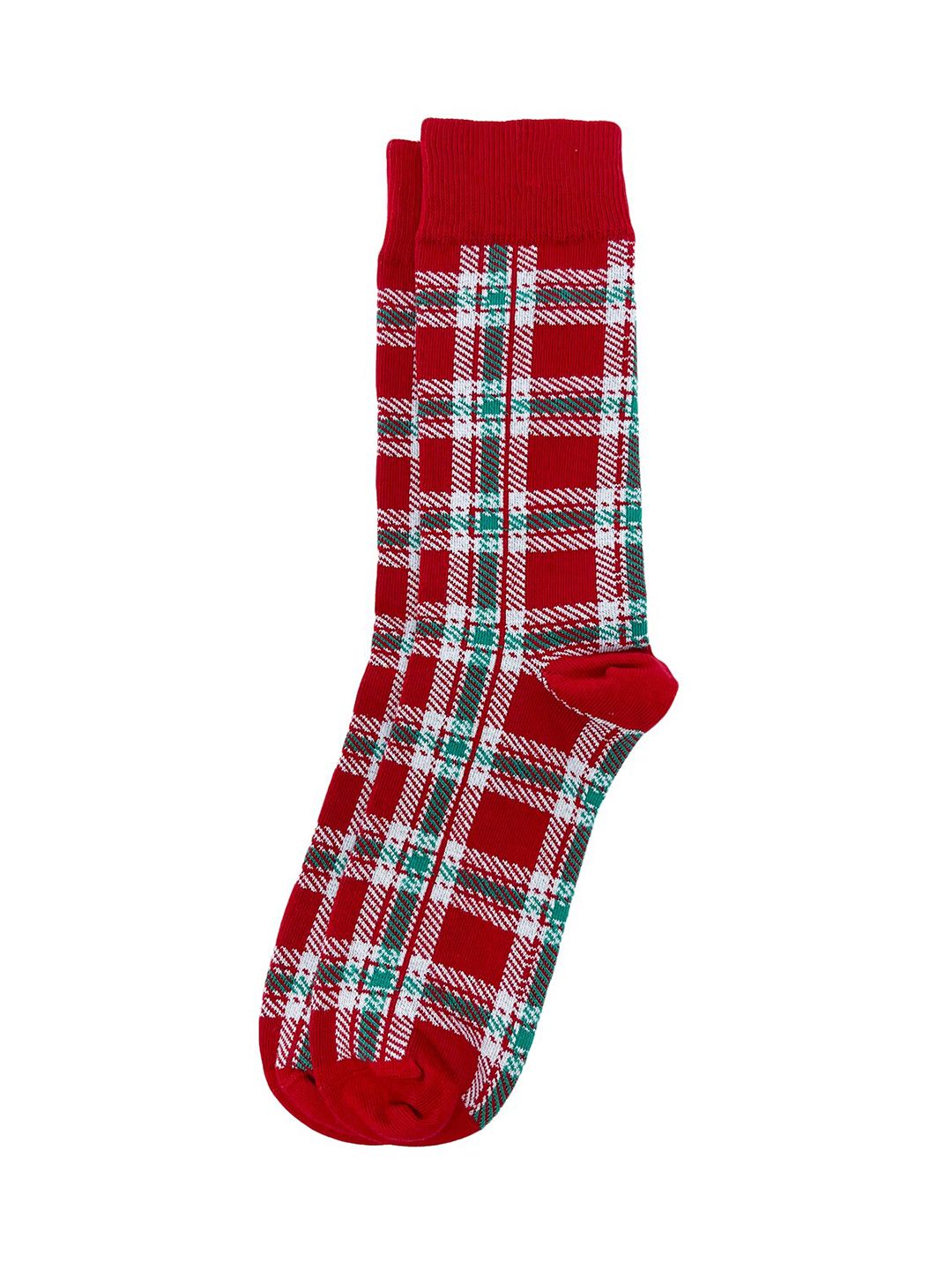 Mint & Oak Men Red Patterned Calf-Length Socks