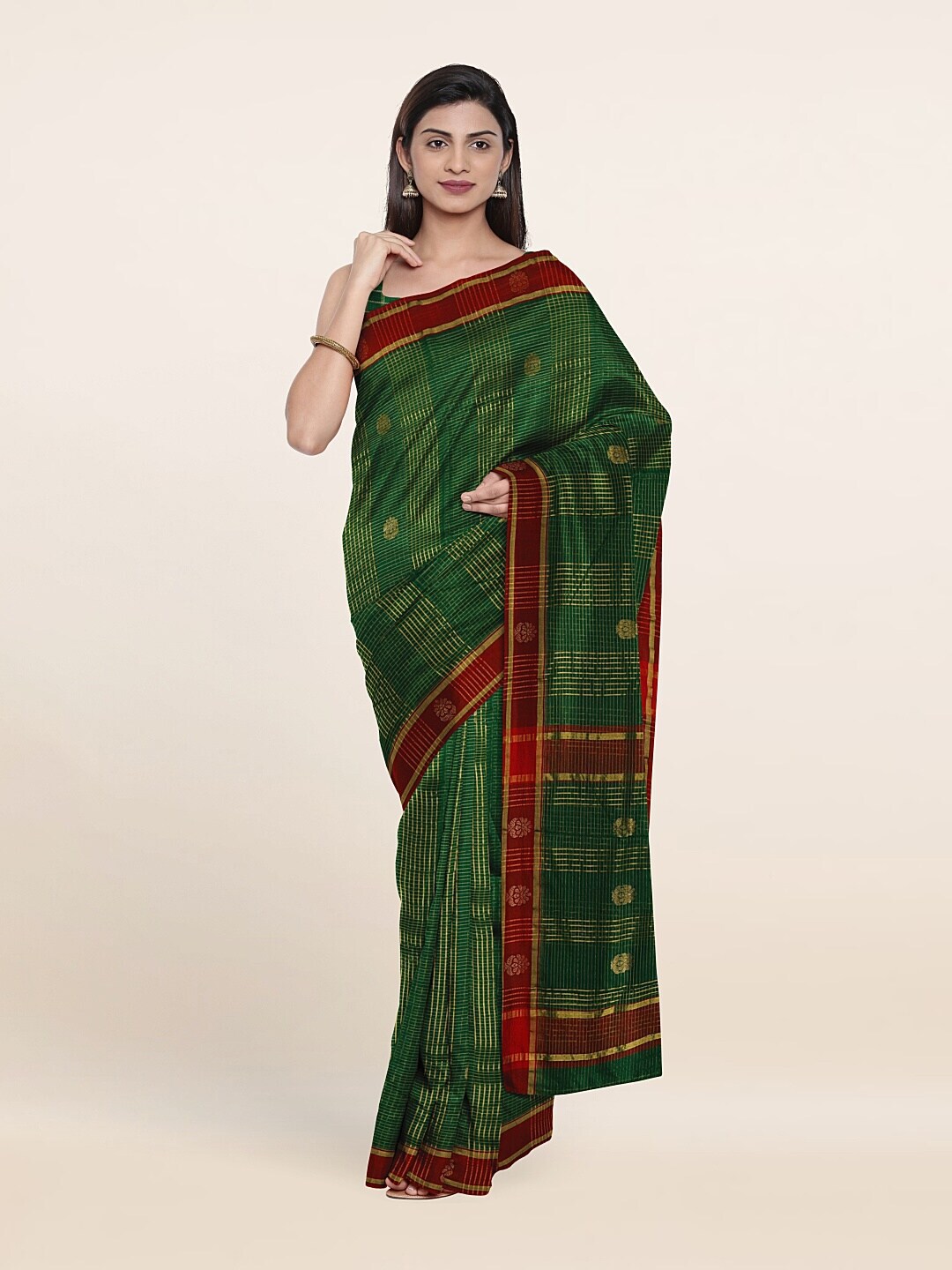 Pothys Green Woven Design Zari Silk Cotton Saree Price in India