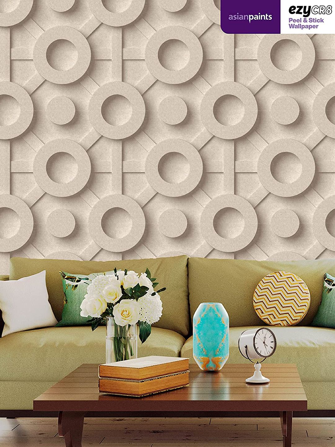 Asian Paints Beige Textured Circles Self Adhesive Wallpaper Price in India