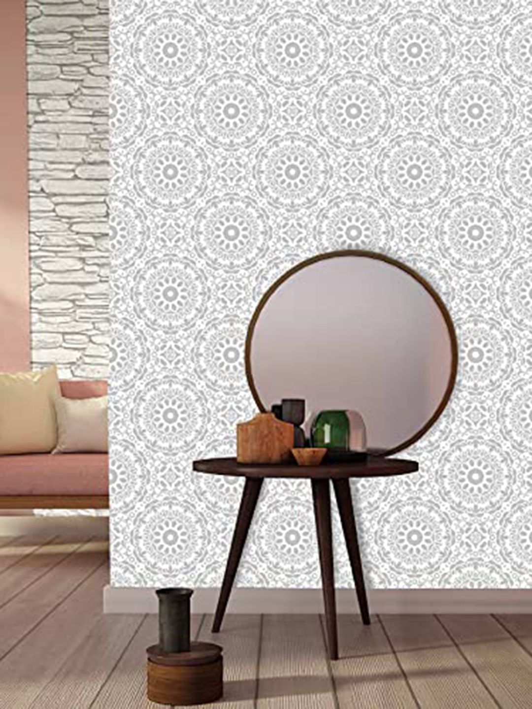 Asian Paints Grey & White Geometric Self Adhesive Wallpaper Price in India