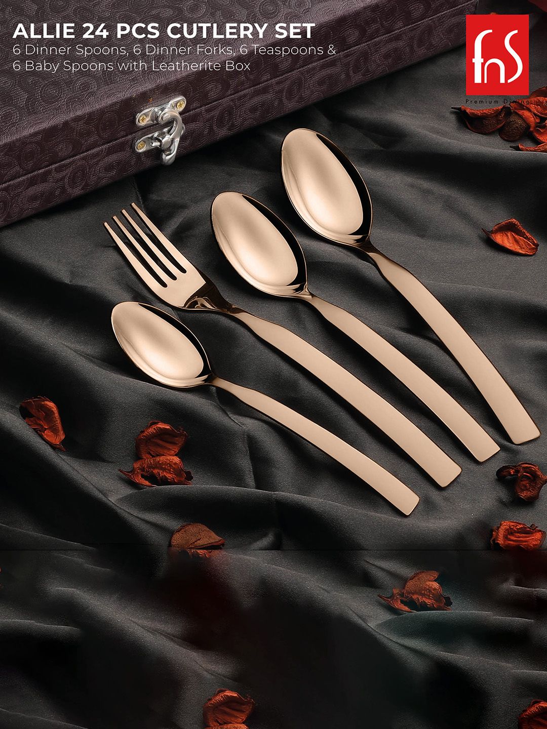 FNS Rose Gold-Toned 24 Pieces Cutlery Set Price in India