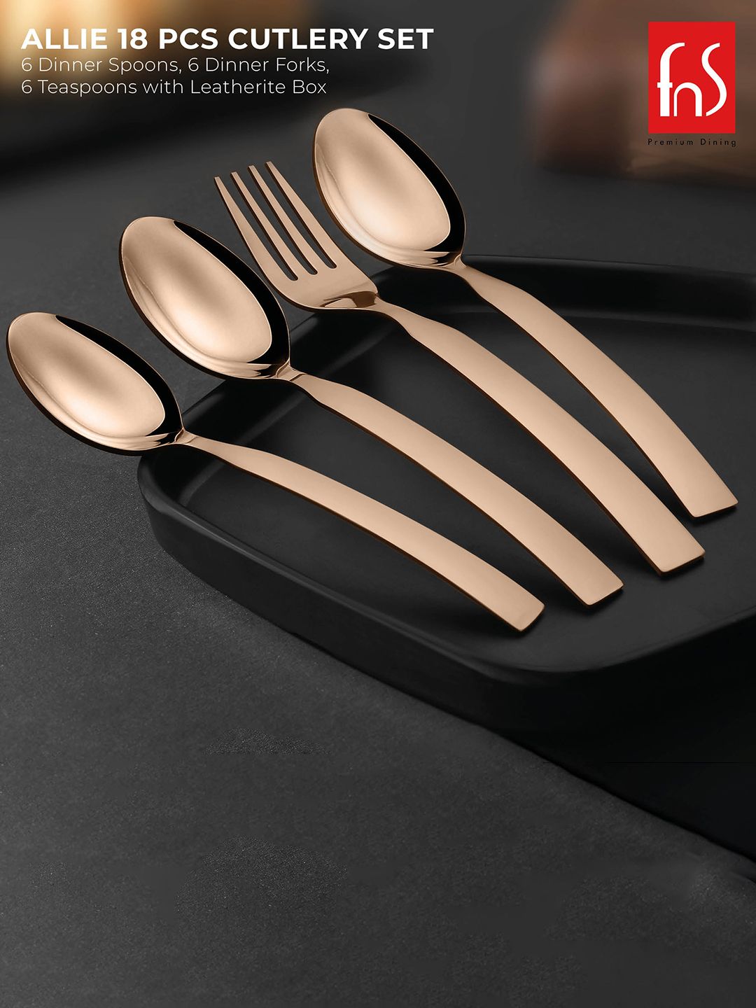 FNS Rose-Gold Toned 19 Pieces Cutlery Set Price in India