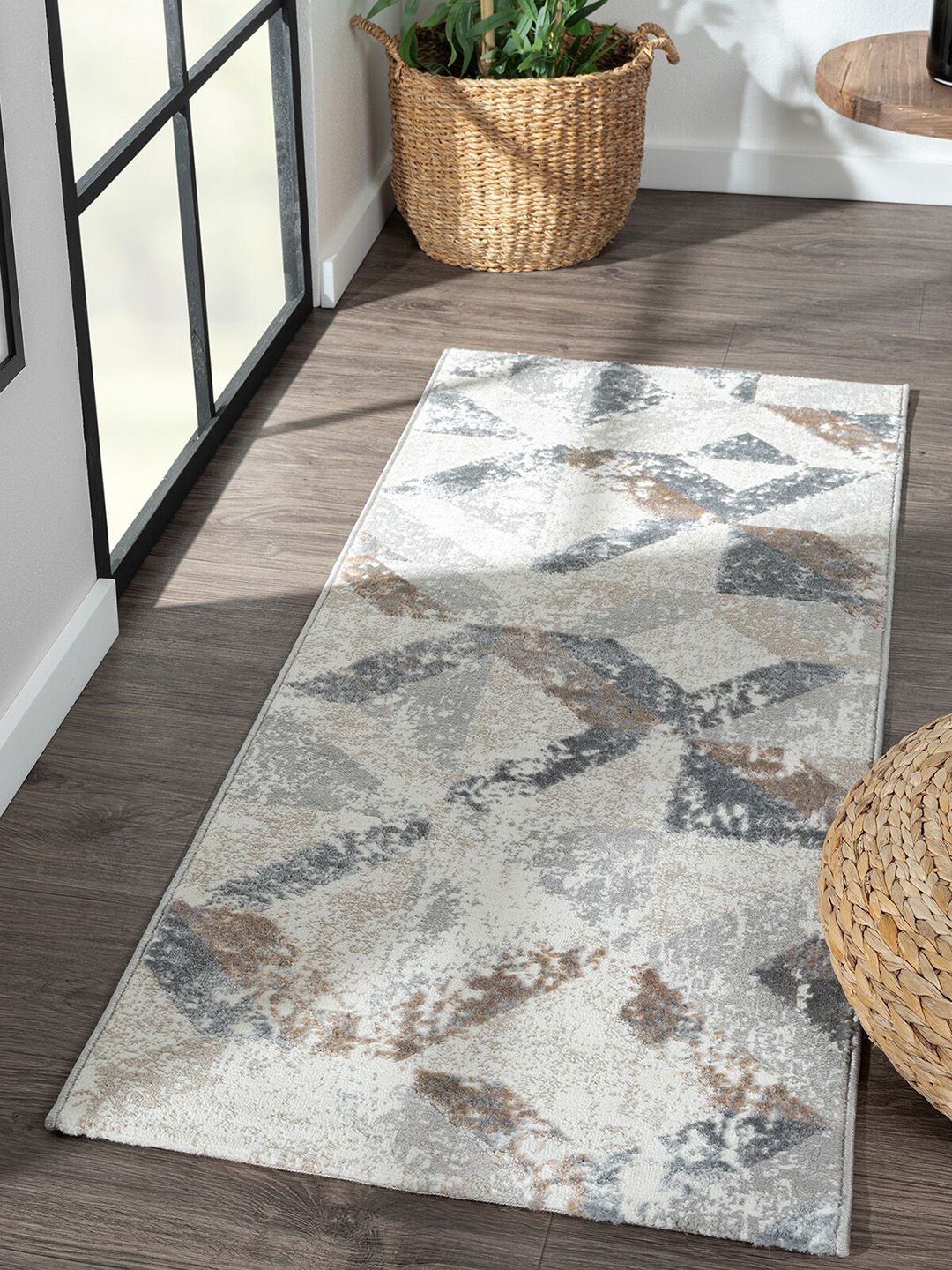 OBSESSIONS Beige Anti-static Polypropylene Floor Runner Price in India