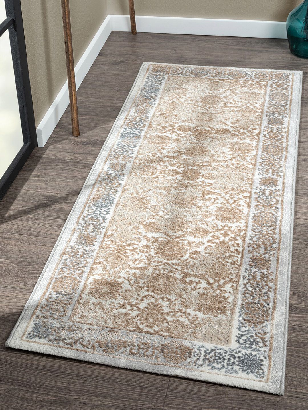 OBSESSIONS Brown & Beige Anti Static Floor Runner Price in India