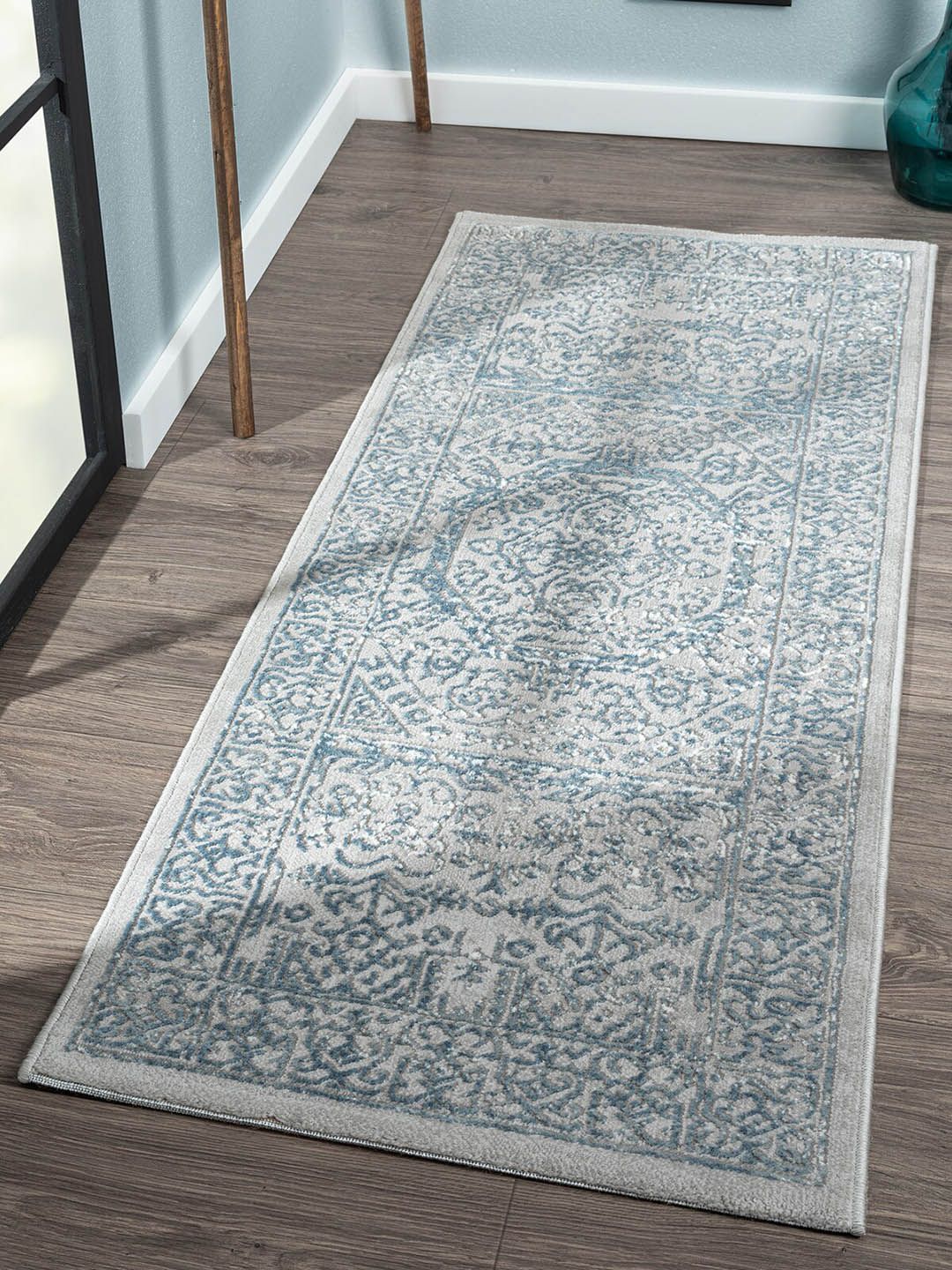 OBSESSIONS Grey & Teal Anti-static Floor Runner Price in India