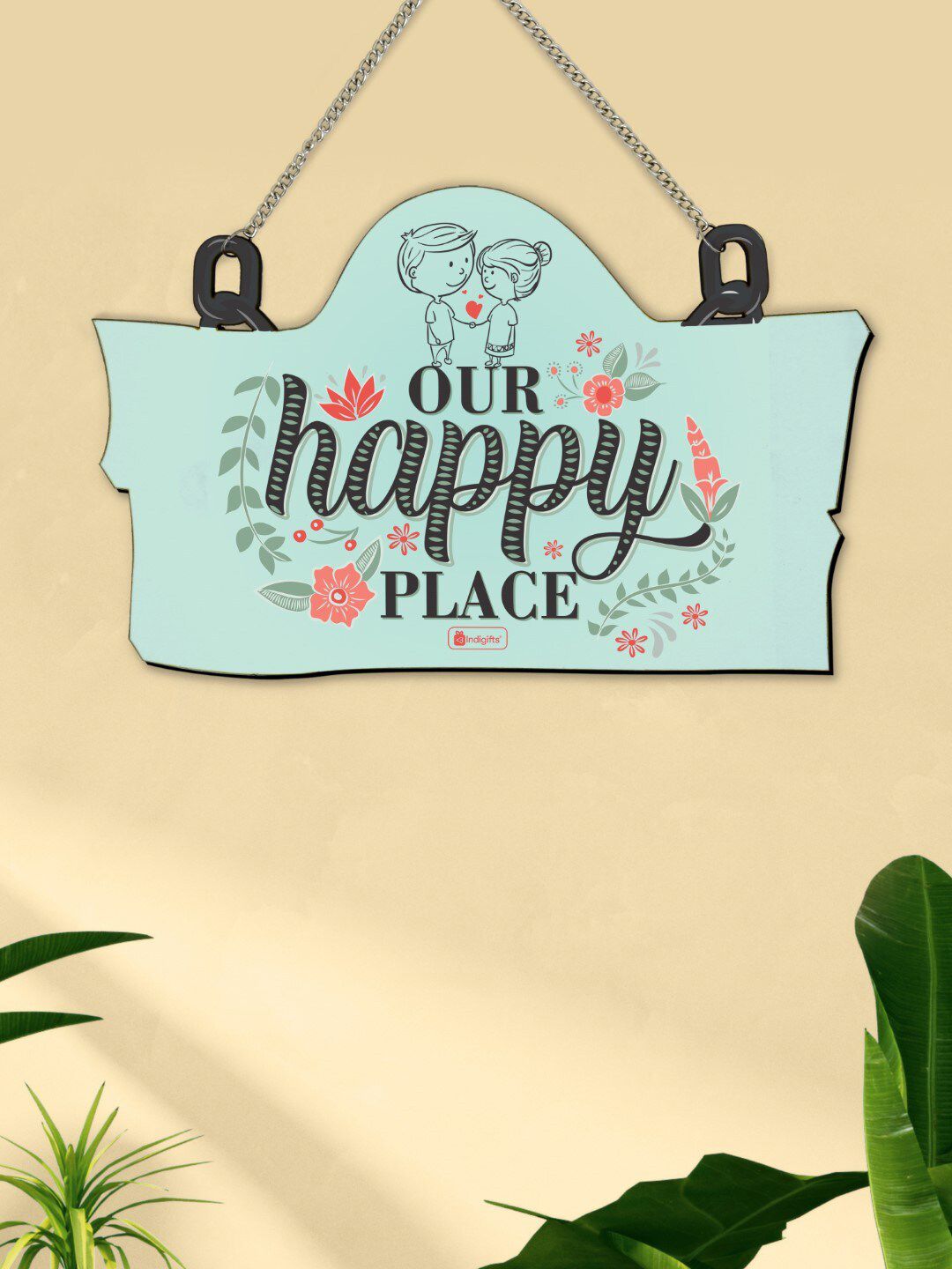 Indigifts Blue Printed Wooden Door Wall Hanging Price in India