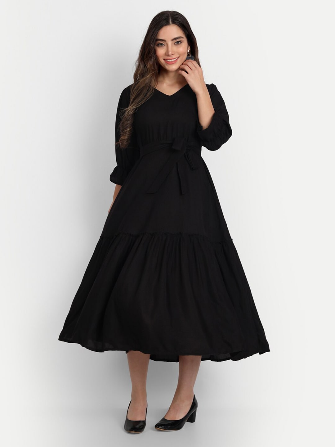 GUFRINA Black A-Line Midi Dress Price in India