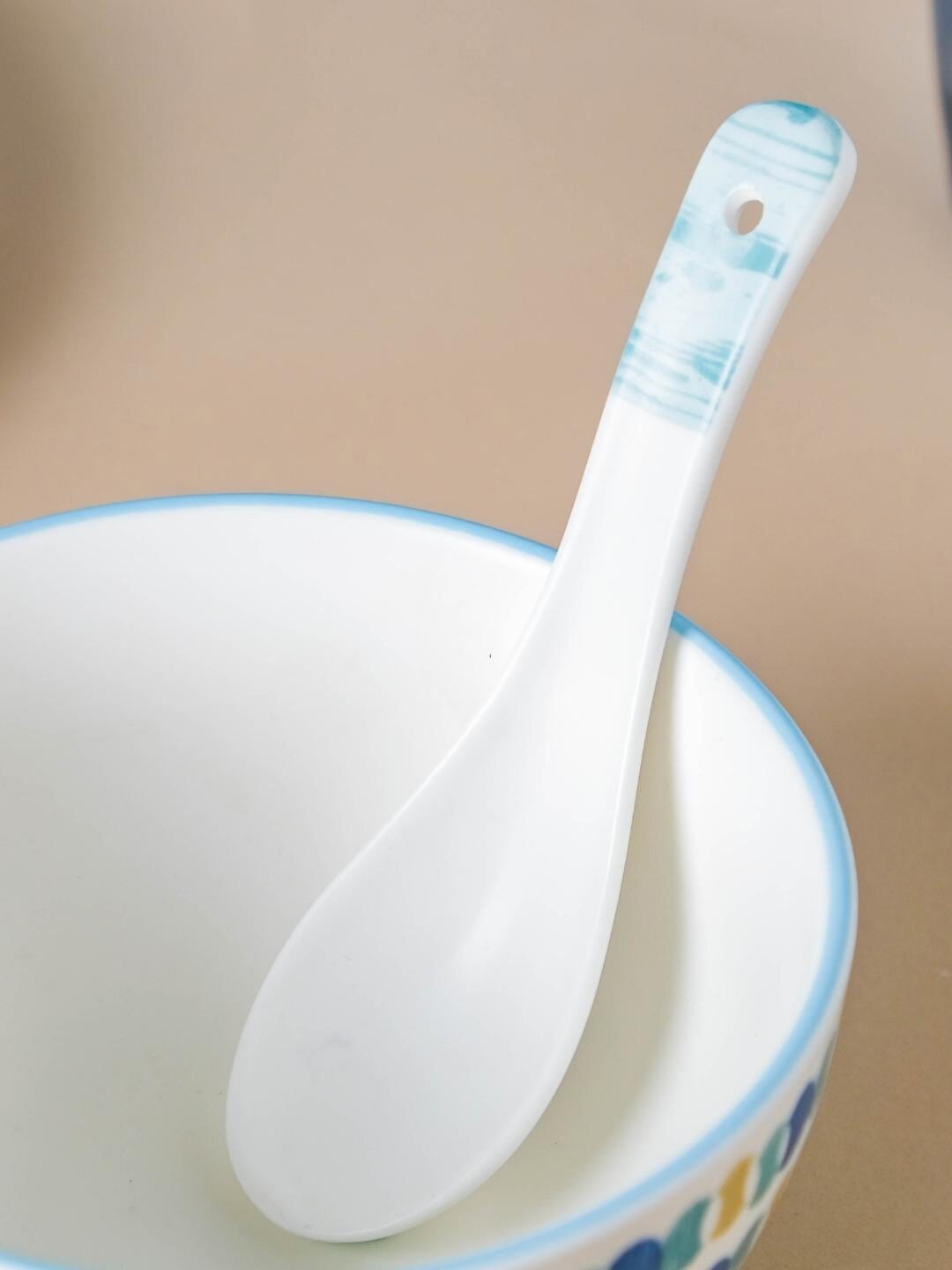 Nestasia White & Blue Bohemia Ceramic Soup Spoon Price in India