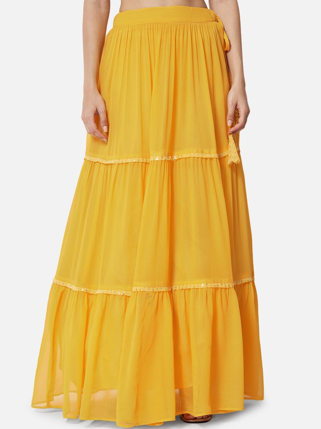 studio rasa Women Yellow Solid Flared Skirts Price in India