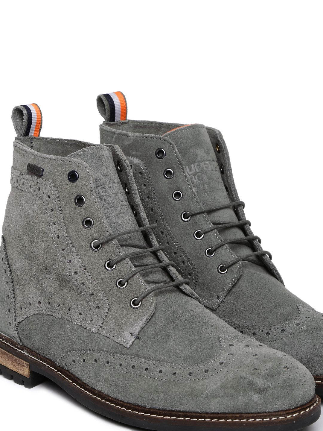 Buy Superdry Men Grey Suede BRAD BROGUE STAMFORD Flat Boots  display picture 2