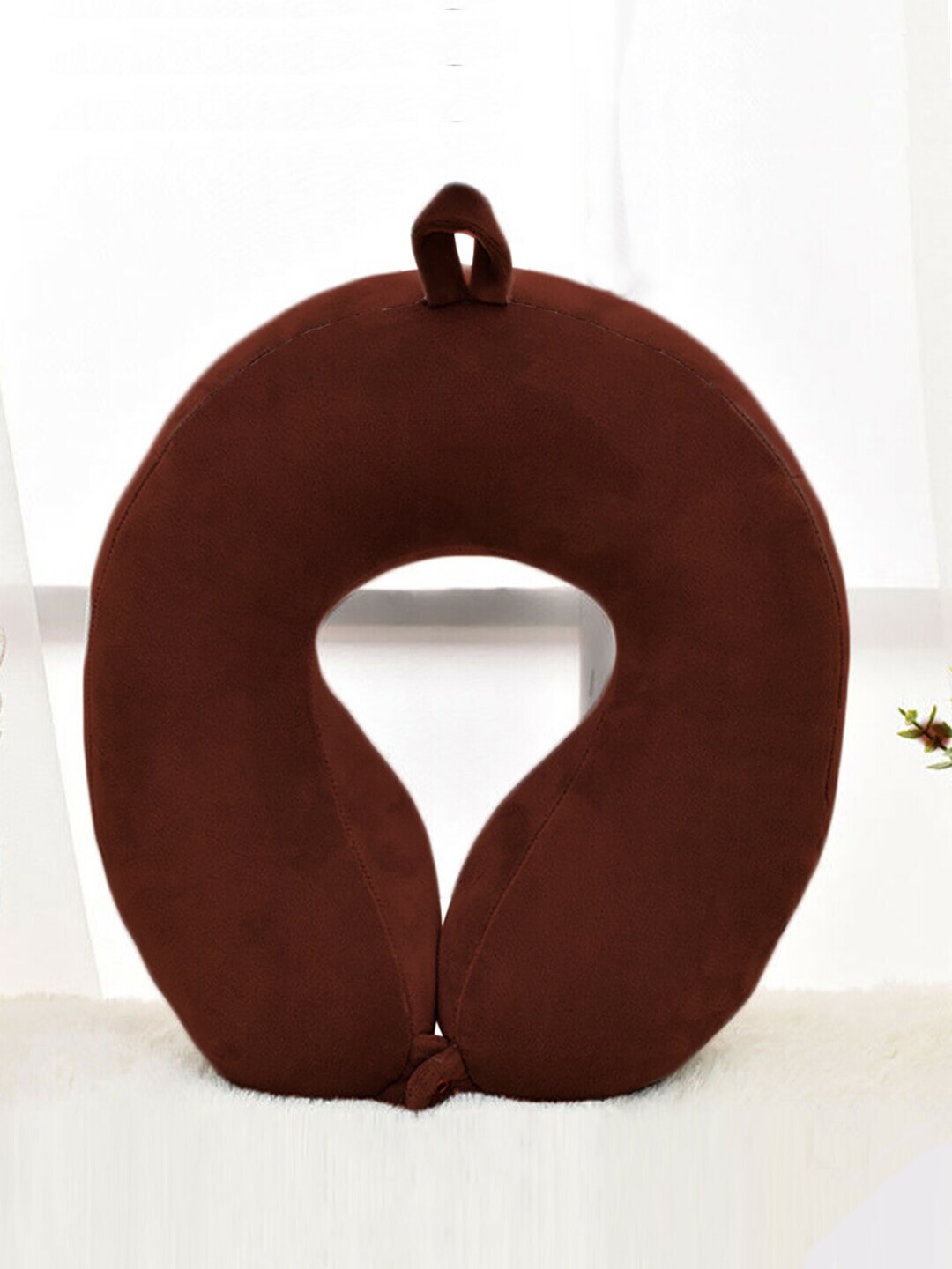 AVI Brown Solid Travel Neck Pillow Price in India