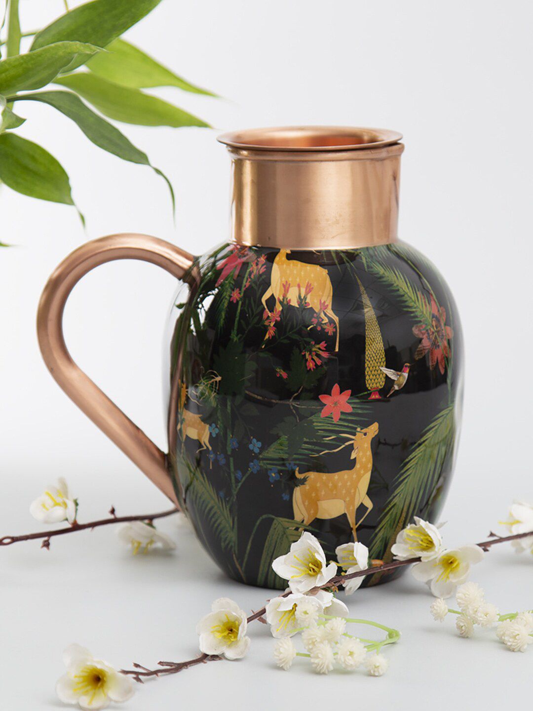 India Circus by Krsnaa Mehta Black Copper Floral Bar and Drinkware Price in India