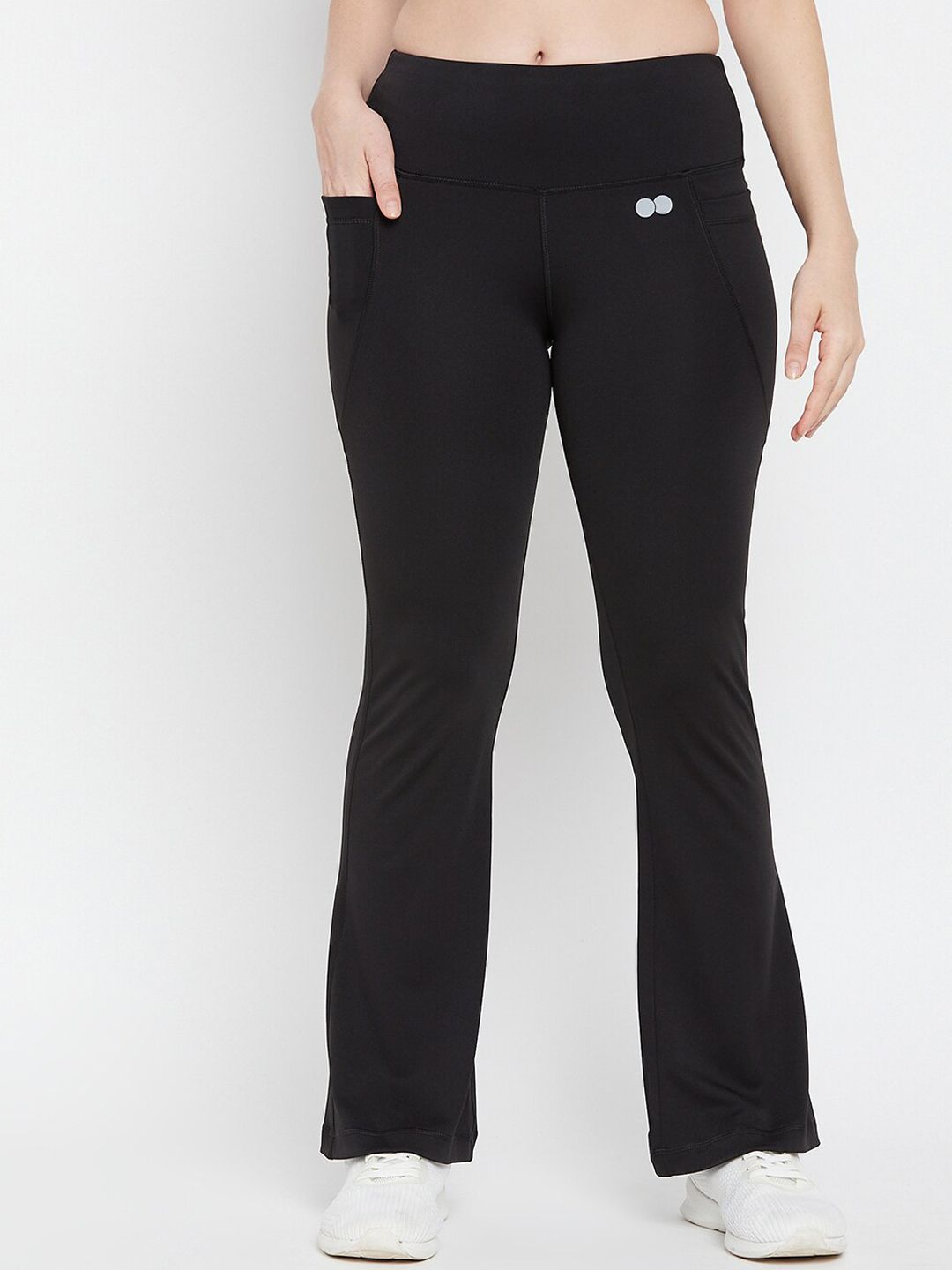Clovia Women Black Solid Comfort-Fit Flared Yoga Pants Price in India