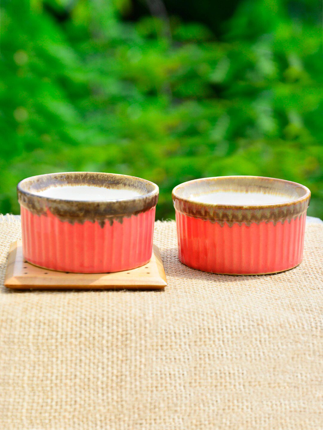 StyleMyWay Set Of 2 Pink Studio Pottery Ceramic Dessert Serving Bowls Price in India