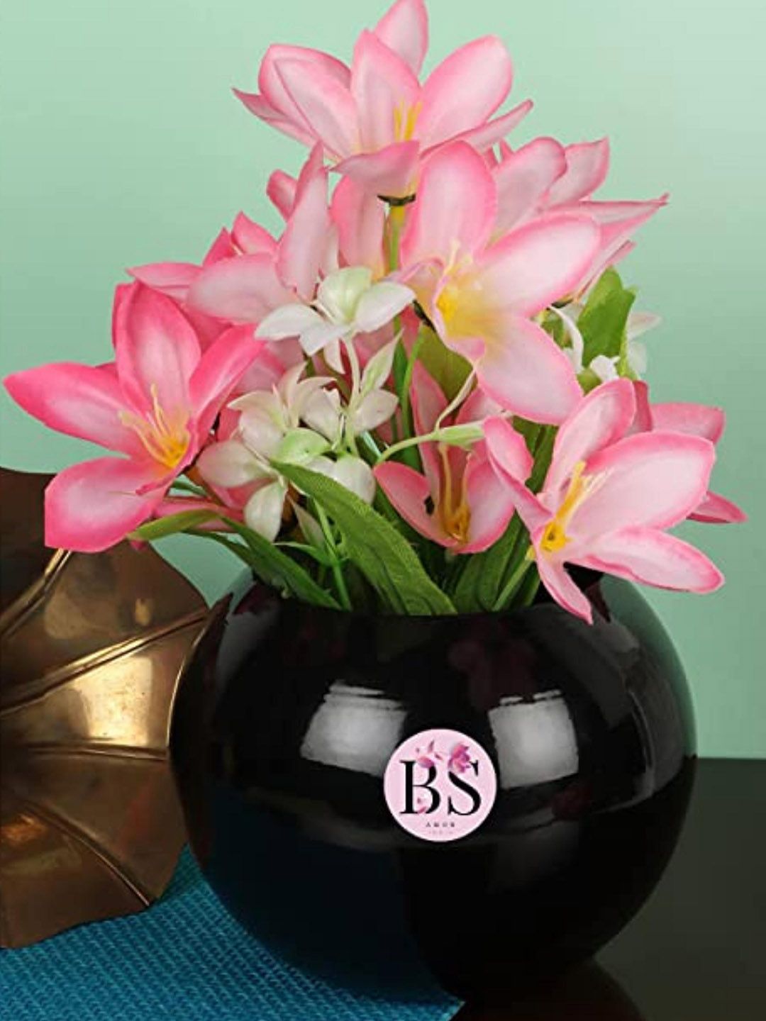 BS AMOR Black Solid Metal Flower Vase Price in India