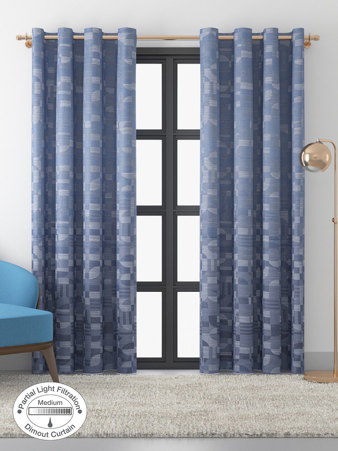 HomeTown Set of 2 Geometric Room Darkening Door Curtain Price in India