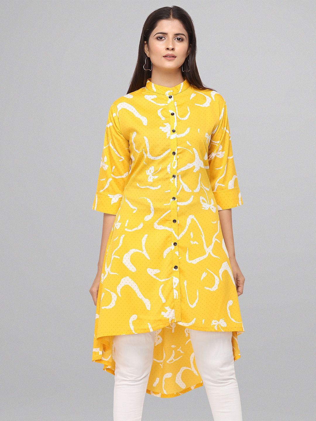 Fashfun Yellow Printed Kurti Price in India