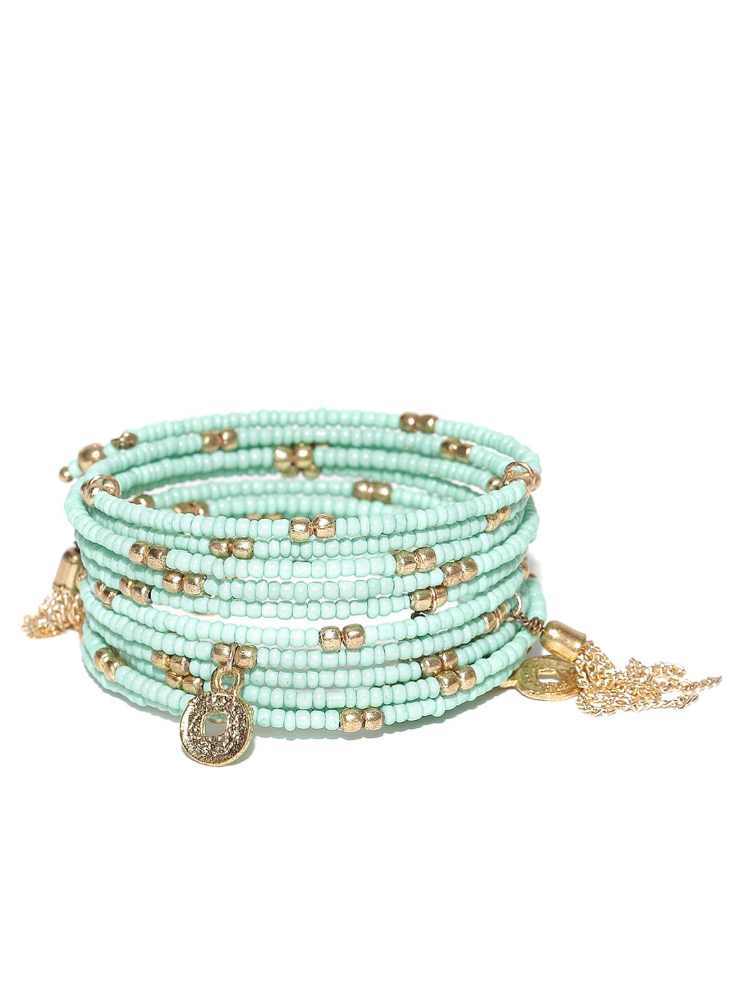 Blueberry Mint Green Beaded Coiled Bracelet Price in India